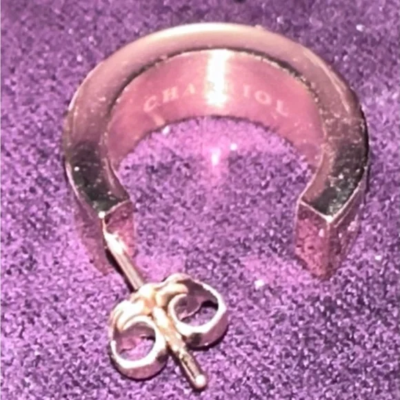 Charriol luxurious purple cable and gold stainless steel huggie earrings
